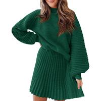 Imily Bela Women's 2 Piece Outfits 2025 Long Sleeve Mock Neck Ribbed Sweaters And Mini Skirt Two Piece Sets - MYSTERYBOXS