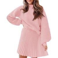Imily Bela Women's 2 Piece Outfits 2025 Long Sleeve Mock Neck Ribbed Sweaters And Mini Skirt Two Piece Sets - MYSTERYBOXS