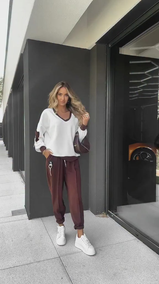 Color-blocked casual fashion suit