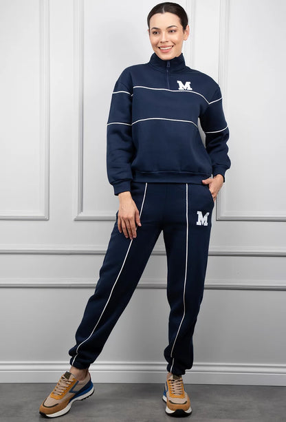Letter zipper casual sports two-piece set